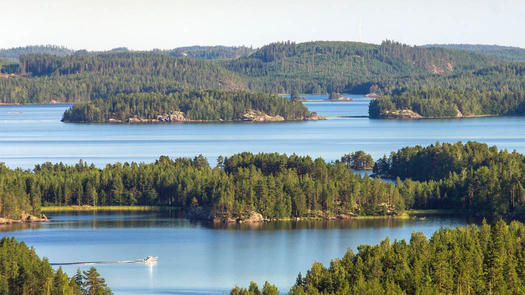 Ett skogrikt skärgårdslandskap.